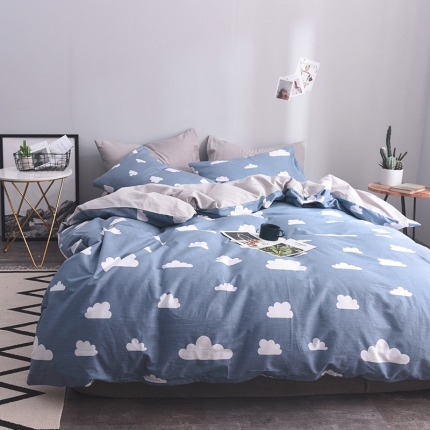 91家纺网 家纺一手货源 找家纺 ﹙总﹚梦家居全棉纯棉简约格条灰色系四件套床上用品