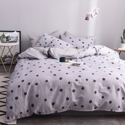 91家纺网 家纺一手货源 找家纺 ﹙总﹚梦家居全棉纯棉简约格条灰色系四件套床上用品