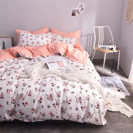 91家纺网 家纺一手货源 找家纺 ﹙总﹚梦家居全棉纯棉简约格条灰色系四件套床上用品