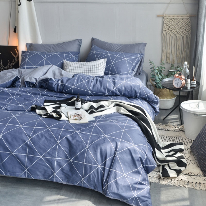 91家纺网 家纺一手货源 找家纺 梦家居 全棉韩国简约风格系列四件套宜家床上用品