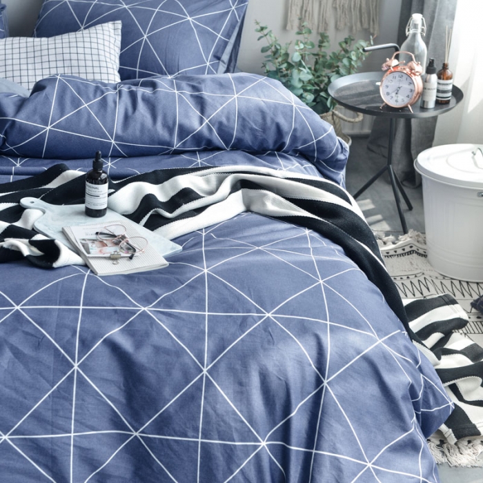 91家纺网 家纺一手货源 找家纺 梦家居 全棉韩国简约风格系列四件套宜家床上用品