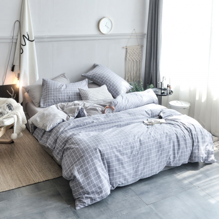 91家纺网 家纺一手货源 找家纺 梦家居韩国简约纯棉四件套全棉宜家床上用品四件套