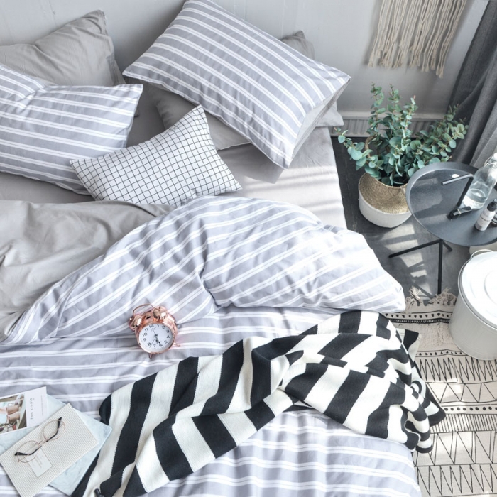 91家纺网 家纺一手货源 找家纺 梦家居韩国简约纯棉四件套全棉宜家床上用品四件套