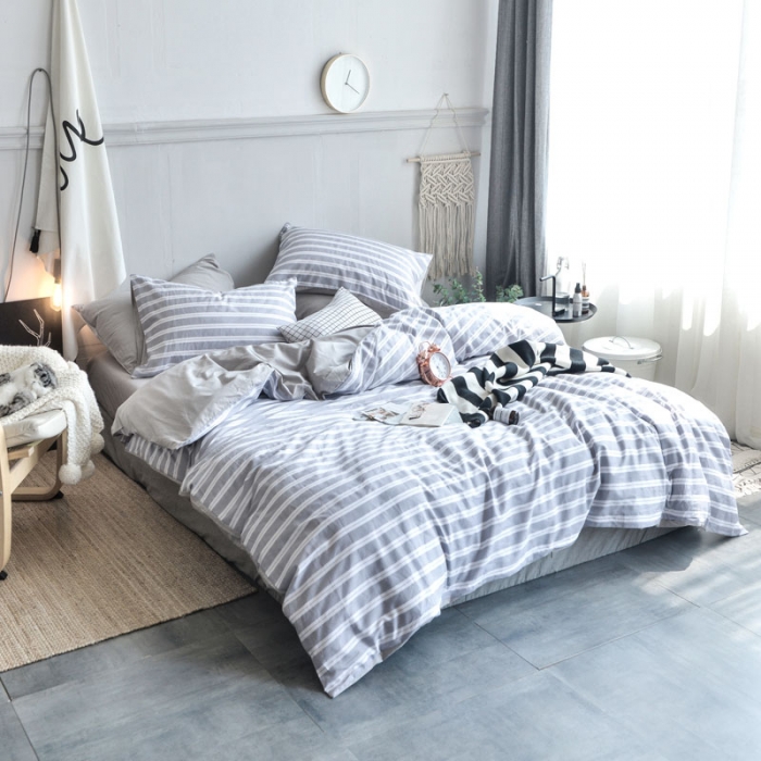 91家纺网 家纺一手货源 找家纺 梦家居韩国简约纯棉四件套全棉宜家床上用品四件套