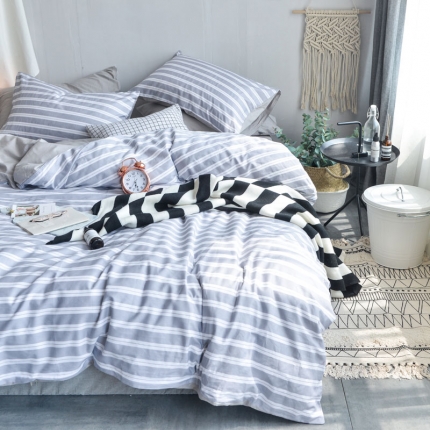 91家纺网 家纺一手货源 找家纺 梦家居韩国简约纯棉四件套全棉宜家床上用品四件套