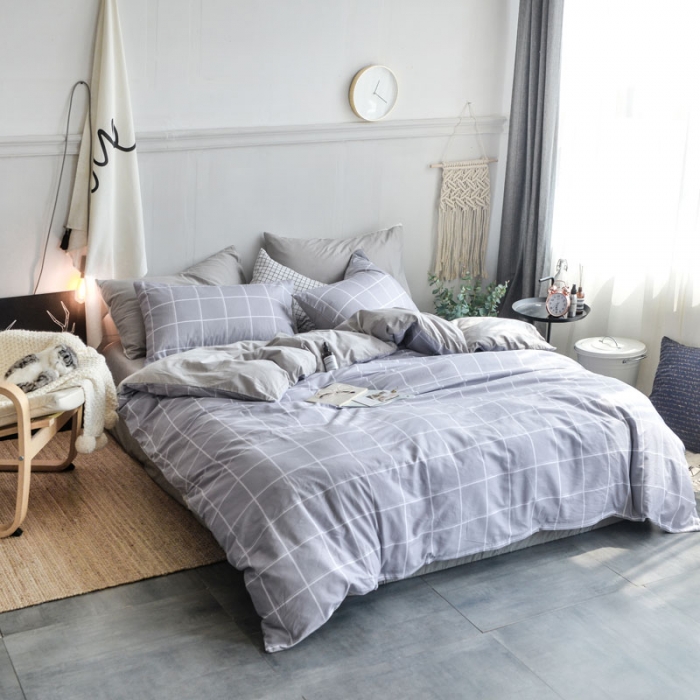 91家纺网 家纺一手货源 找家纺 梦家居韩国简约纯棉四件套全棉宜家床上用品四件套