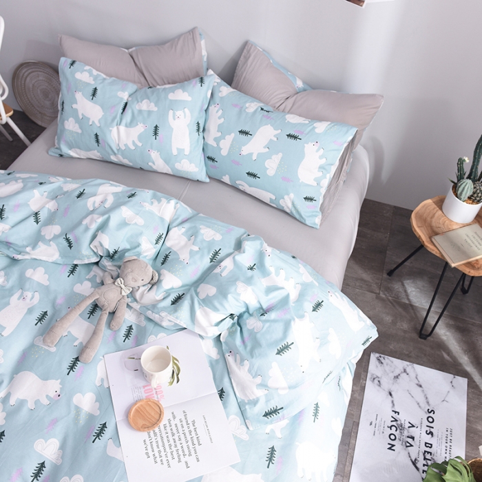 91家纺网 家纺一手货源 找家纺 梦家居韩国简约纯棉四件套全棉宜家床上用品四件套