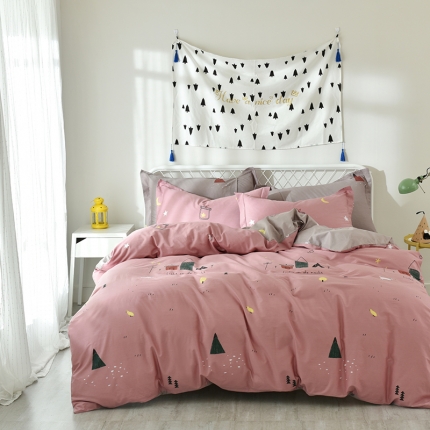 91家纺网 家纺一手货源 找家纺 星期三家纺 全棉13372北欧简约风格四件套（加老板微信有会员价）