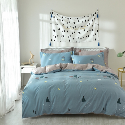 91家纺网 家纺一手货源 找家纺 星期三家纺 全棉13372北欧简约风格四件套（加老板微信有会员价）