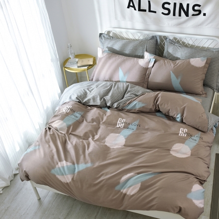 91家纺网 家纺一手货源 找家纺 星期三家纺 全棉13372北欧简约风格四件套（加老板微信有会员价）