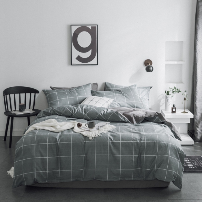 91家纺网 家纺一手货源 找家纺 〈总〉梦家居韩国简约纯棉四件套全棉宜家床上用品四件套