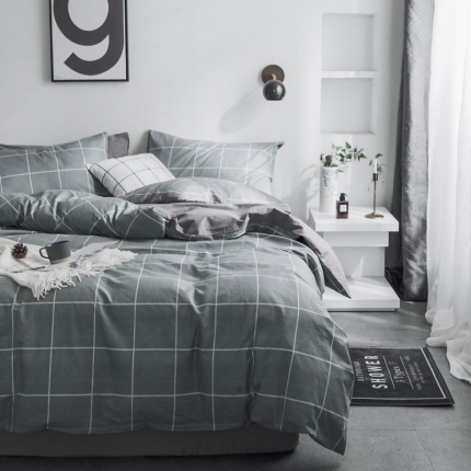 91家纺网 家纺一手货源 找家纺 〈总〉梦家居韩国简约纯棉四件套全棉宜家床上用品四件套