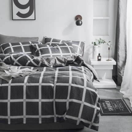 91家纺网 家纺一手货源 找家纺 〈总〉梦家居韩国简约纯棉四件套全棉宜家床上用品四件套