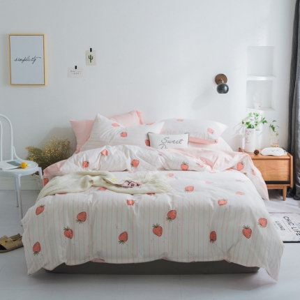 91家纺网 家纺一手货源 找家纺 〈总〉梦家居韩国简约小清新纯棉四件套全棉宜家床上用品四件套