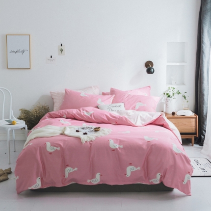 91家纺网 家纺一手货源 找家纺 〈总〉梦家居韩国简约小清新纯棉四件套全棉宜家床上用品四件套