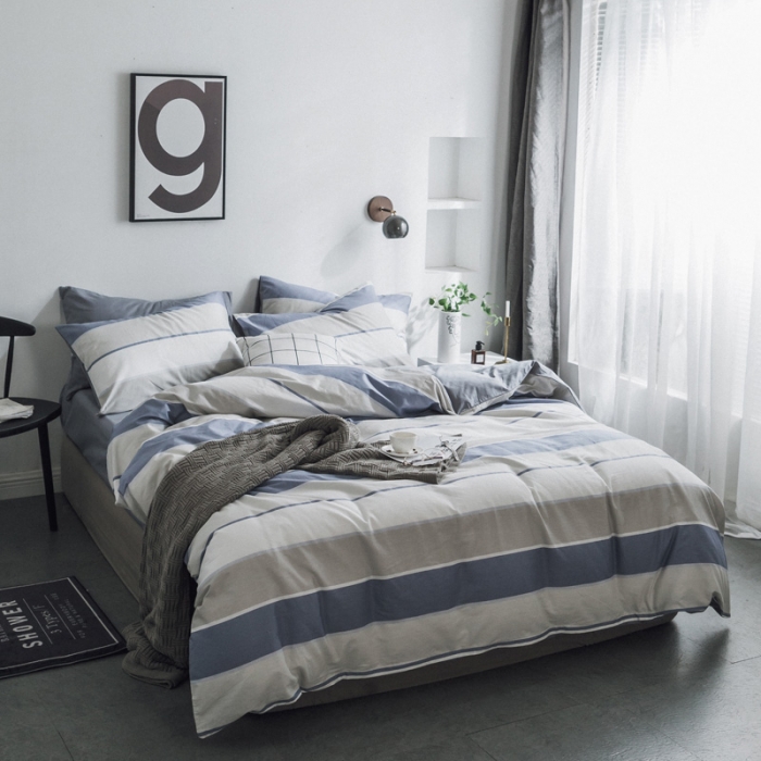 91家纺网 家纺一手货源 找家纺 梦家居韩国简约纯棉四件套全棉宜家床上用品四件套