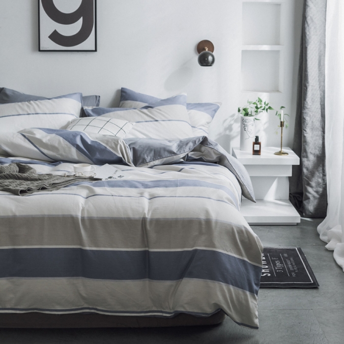 91家纺网 家纺一手货源 找家纺 梦家居韩国简约纯棉四件套全棉宜家床上用品四件套