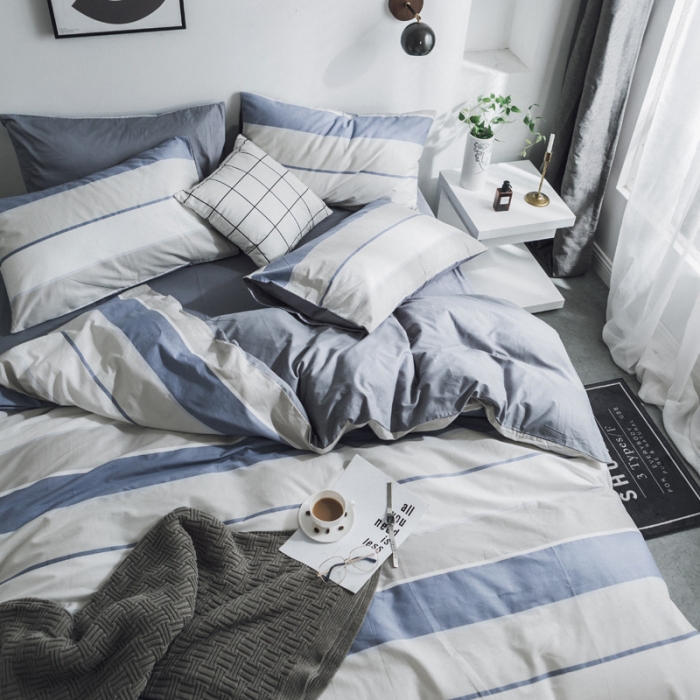 91家纺网 家纺一手货源 找家纺 梦家居韩国简约纯棉四件套全棉宜家床上用品四件套