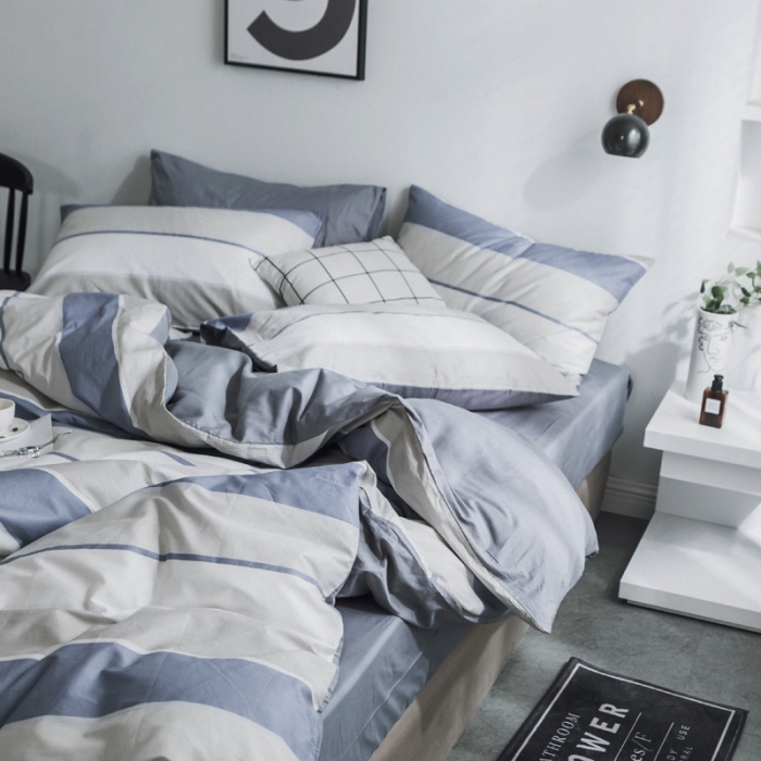 91家纺网 家纺一手货源 找家纺 梦家居韩国简约纯棉四件套全棉宜家床上用品四件套