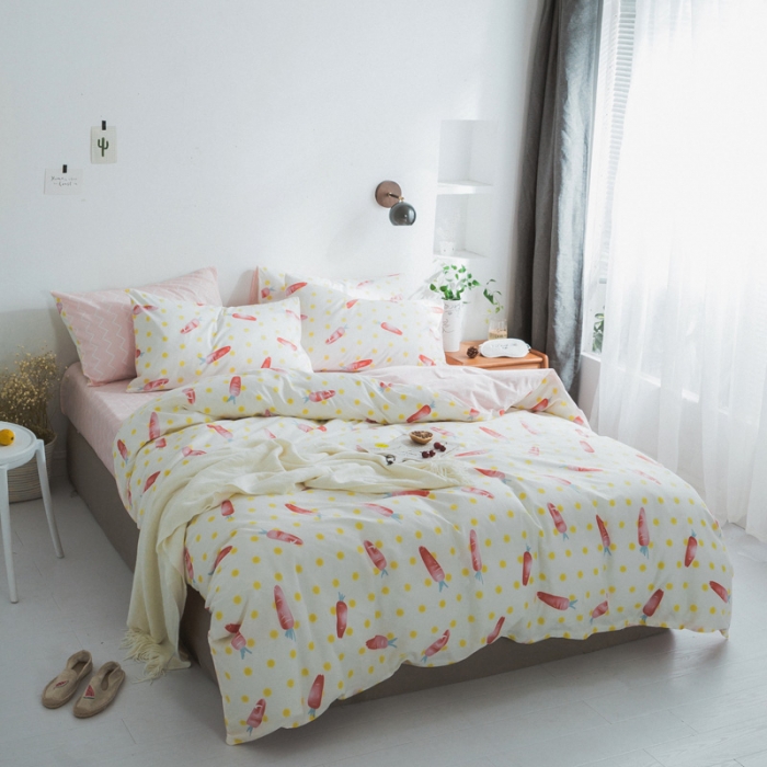 91家纺网 家纺一手货源 找家纺 梦家居韩国纯棉小清新四件套全棉宜家全棉床上用品四件套