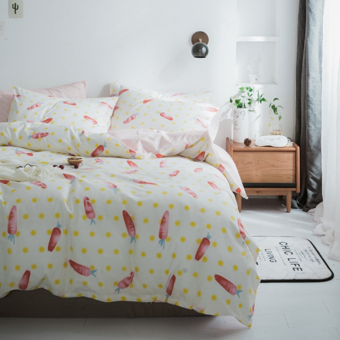 91家纺网 家纺一手货源 找家纺 梦家居韩国纯棉小清新四件套全棉宜家全棉床上用品四件套