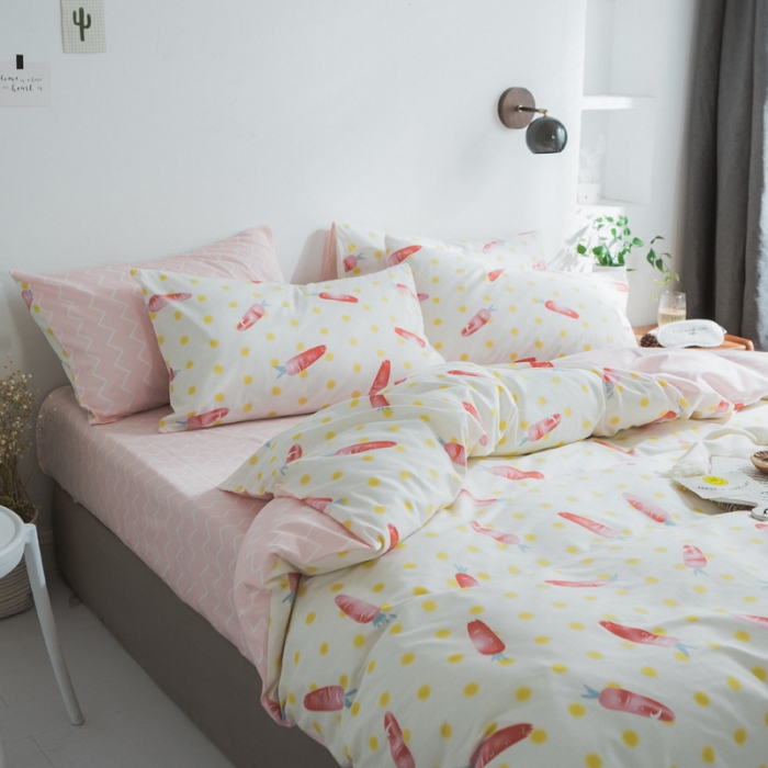 91家纺网 家纺一手货源 找家纺 梦家居韩国纯棉小清新四件套全棉宜家全棉床上用品四件套