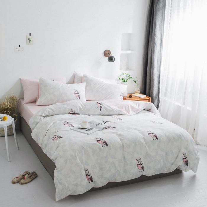 91家纺网 家纺一手货源 找家纺 梦家居韩国纯棉小清新四件套全棉宜家全棉床上用品四件套