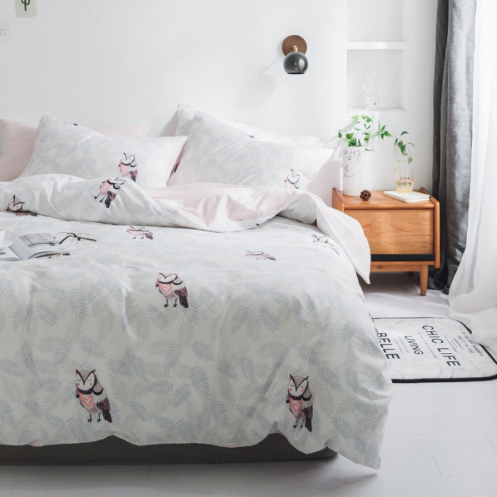 91家纺网 家纺一手货源 找家纺 梦家居韩国纯棉小清新四件套全棉宜家全棉床上用品四件套