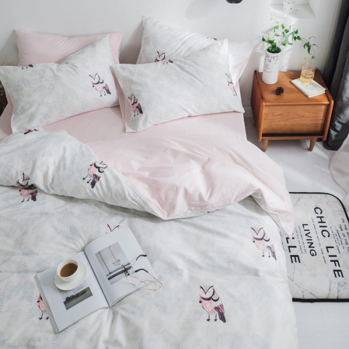 91家纺网 家纺一手货源 找家纺 梦家居韩国纯棉小清新四件套全棉宜家全棉床上用品四件套