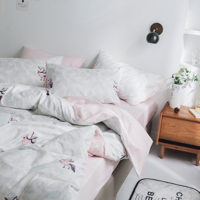 91家纺网 家纺一手货源 找家纺 梦家居韩国纯棉小清新四件套全棉宜家全棉床上用品四件套