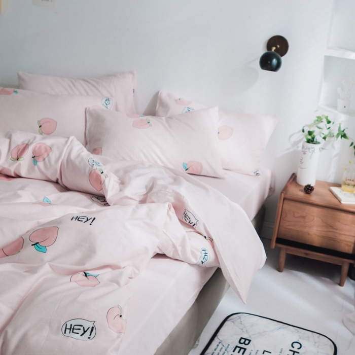 91家纺网 家纺一手货源 找家纺 梦家居韩国纯棉小清新四件套全棉宜家全棉床上用品四件套