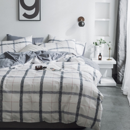 91家纺网 家纺一手货源 找家纺 梦家居韩国简约纯棉四件套全棉宜家床上用品四件套