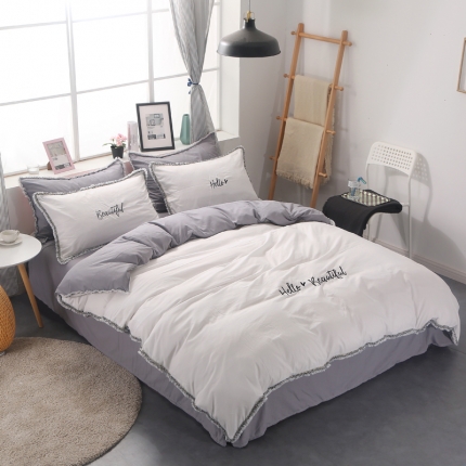 91家纺网 家纺一手货源 找家纺 （总）雨菲家纺2024爆款网红少女心ins流苏刺绣四件套床笠款