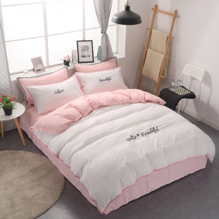 91家纺网 家纺一手货源 找家纺 （总）雨菲家纺2024爆款网红少女心ins流苏刺绣四件套床笠款