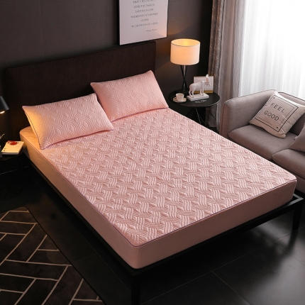 91家纺网 家纺一手货源 找家纺 九亭家纺 纯色超细磨毛夹棉床笠 水纹-玉色