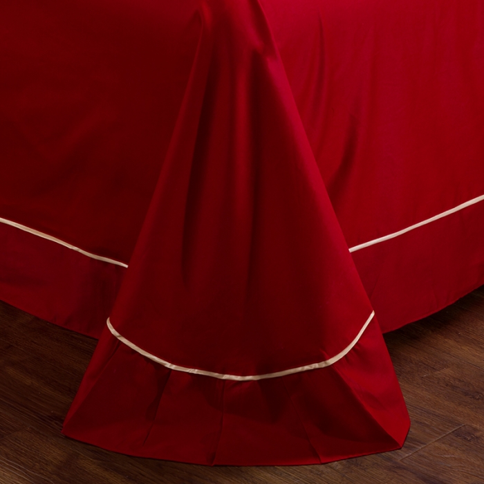 91家纺网 家纺一手货源 找家纺 慕她婚庆四件套大红色刺绣花全棉纯棉结婚六八十多件套花蔓喜多