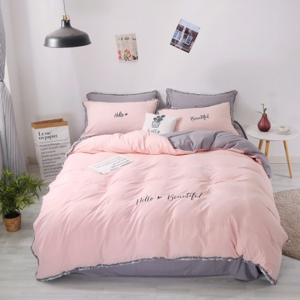 91家纺网 家纺一手货源 找家纺 （总）雨菲家纺2024爆款网红少女心ins流苏刺绣四件套床笠款