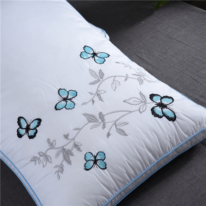 91家纺网 家纺一手货源 找家纺 赛格时代家居枕芯 全棉立体蝴蝶绣花羽丝绒枕