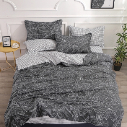 91家纺网 家纺一手货源 找家纺 维娜斯家纺 2018新款芦荟棉四件套 时尚叶