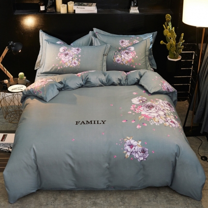 91家纺网 家纺一手货源 找家纺 卡伦家纺 2018新款爆款棉绒大版印花四件套