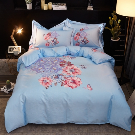 91家纺网 家纺一手货源 找家纺 卡伦家纺 2018新款爆款棉绒大版印花四件套