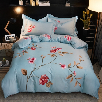 91家纺网 家纺一手货源 找家纺 卡伦家纺 2018新款爆款棉绒大版印花四件套