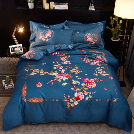 91家纺网 家纺一手货源 找家纺 卡伦家纺 2018新款爆款棉绒大版印花四件套