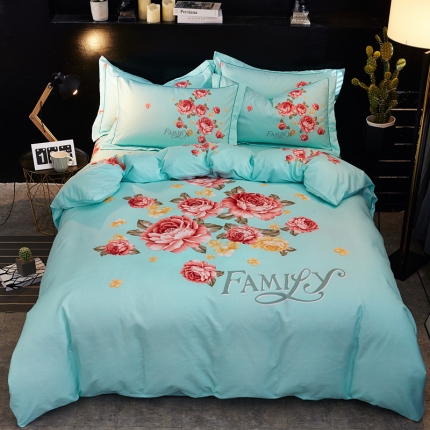 91家纺网 家纺一手货源 找家纺 卡伦家纺 2018新款爆款棉绒大版印花四件套