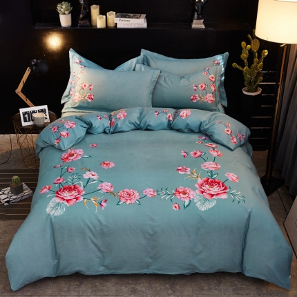 91家纺网 家纺一手货源 找家纺 卡伦家纺 2018新款爆款棉绒大版印花四件套