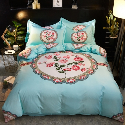 新品卡伦家纺 2018新款爆款棉绒大版印花四件套