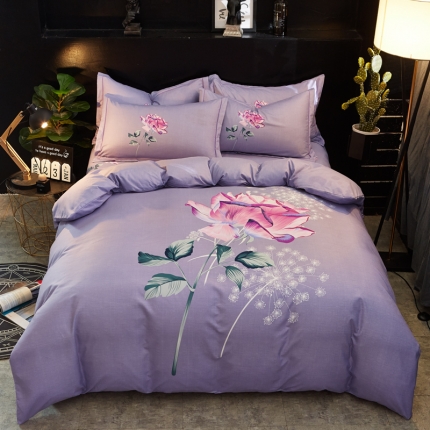 91家纺网 家纺一手货源 找家纺 卡伦家纺 2018新款爆款棉绒大版印花四件套