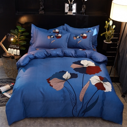 91家纺网 家纺一手货源 找家纺 卡伦家纺 2018新款爆款棉绒大版印花四件套