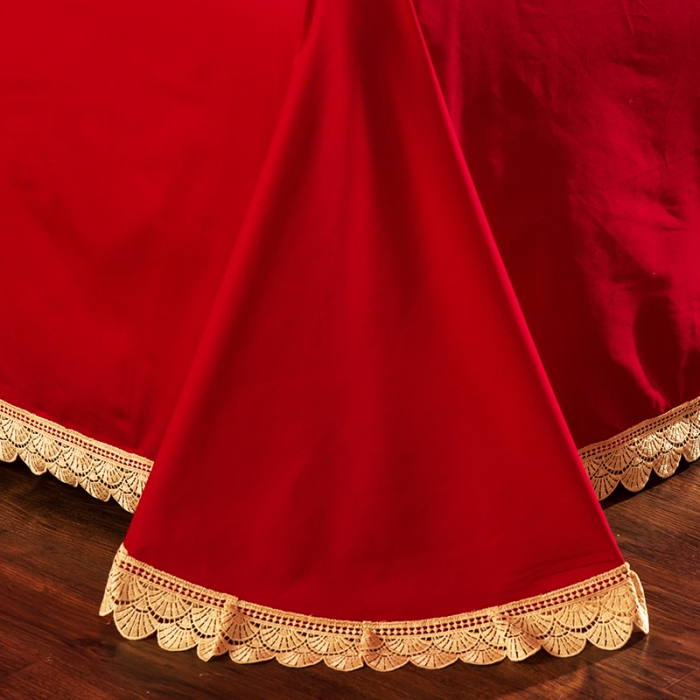 91家纺网 家纺一手货源 找家纺 慕她婚庆四件套大红色刺绣花全棉纯棉结婚六八十多件套喜事满屋