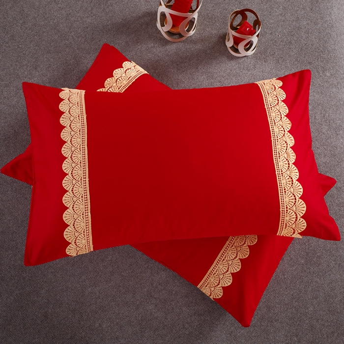 91家纺网 家纺一手货源 找家纺 慕她婚庆四件套大红色刺绣花全棉纯棉结婚六八十多件套喜事满屋
